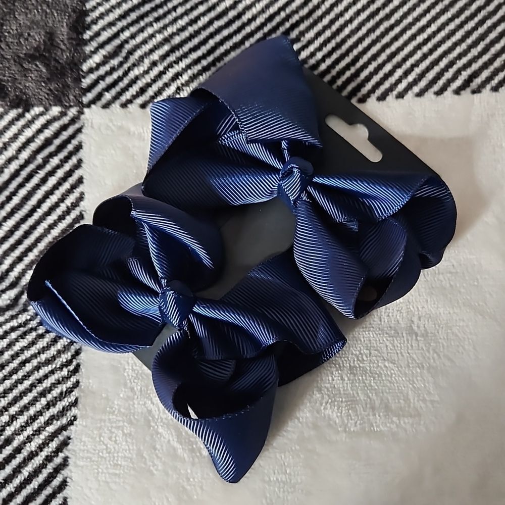 Pair Navy Holiday 6" Bows